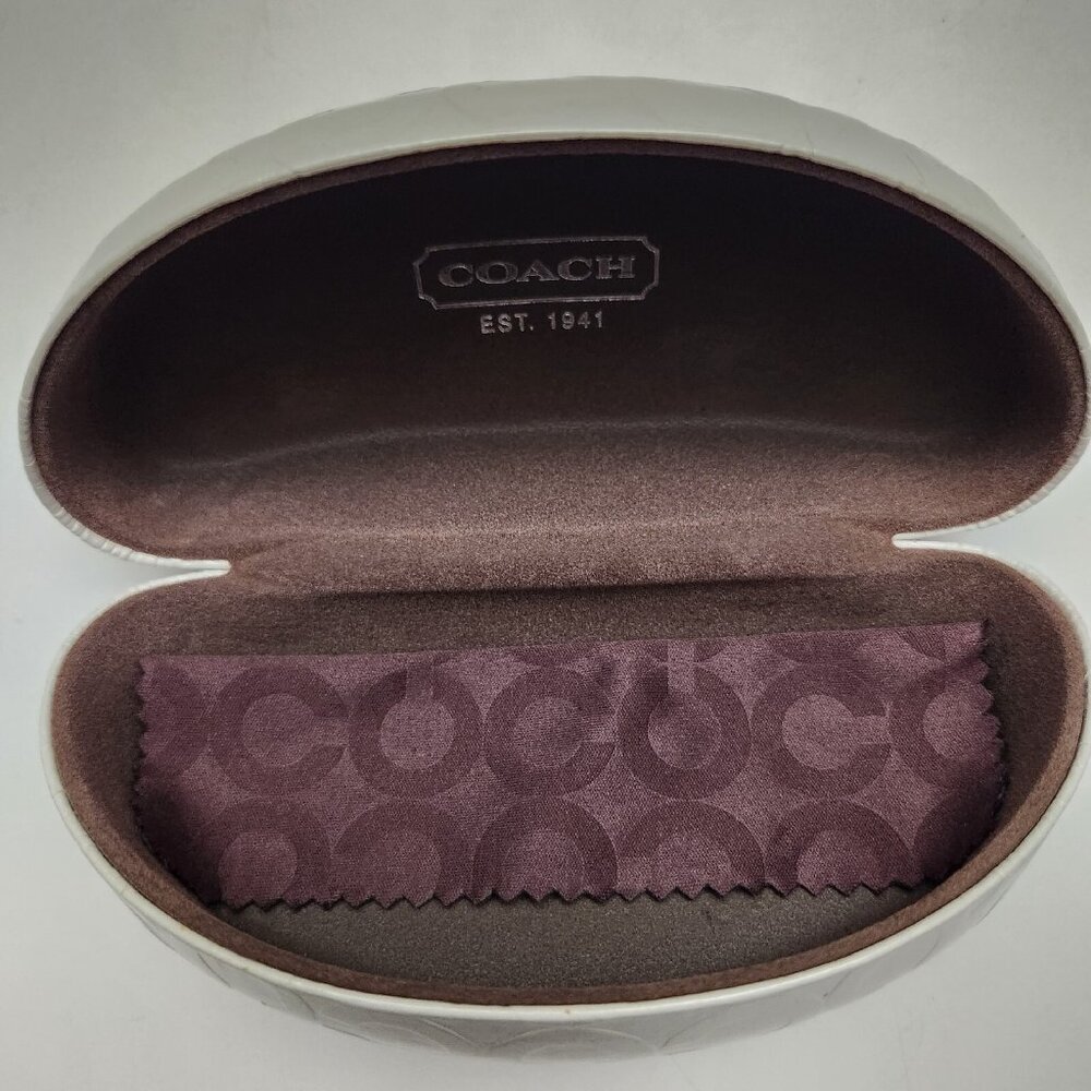 Coach Signature Monogram Off White Hard Clamshell Eye Glass Sunglasses Case